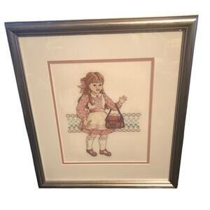 Vintage 1999 Crosstitch girl school bag, pencil, Mary Jane shoes